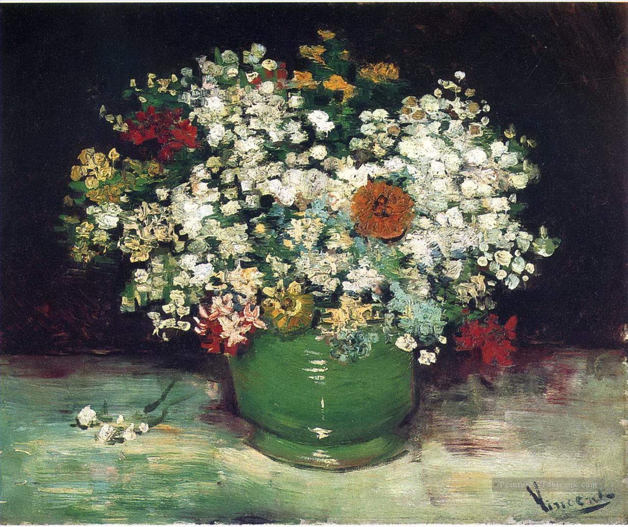 Vase avec Zinnias et autres fleurs Vincent van Gogh Peintures à l'huile
